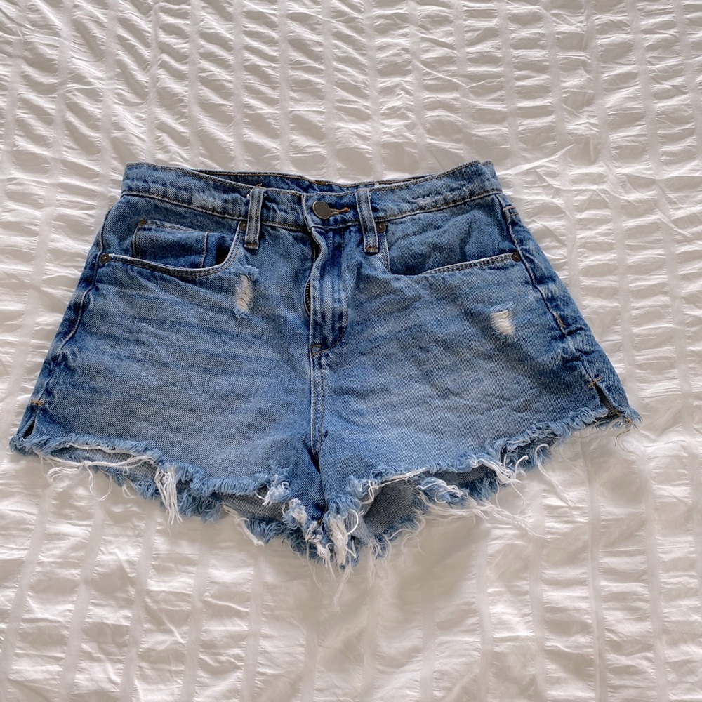 High-rise denim shorts